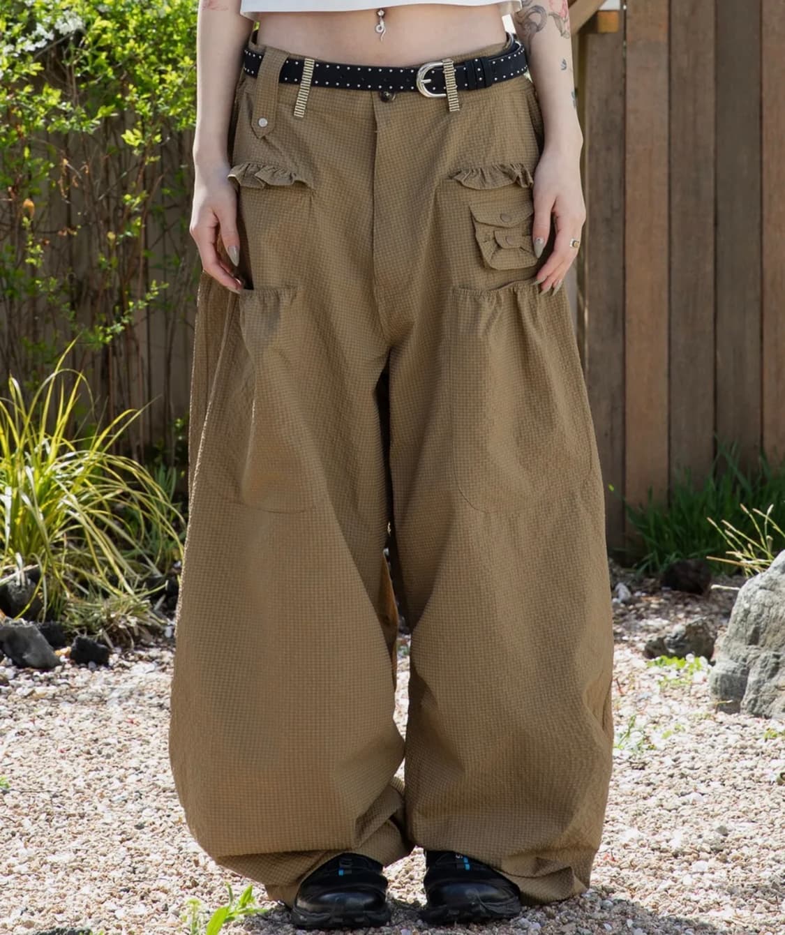 루나키후 사키 프릴 시어서커 와이드 팬츠 상품이미지3