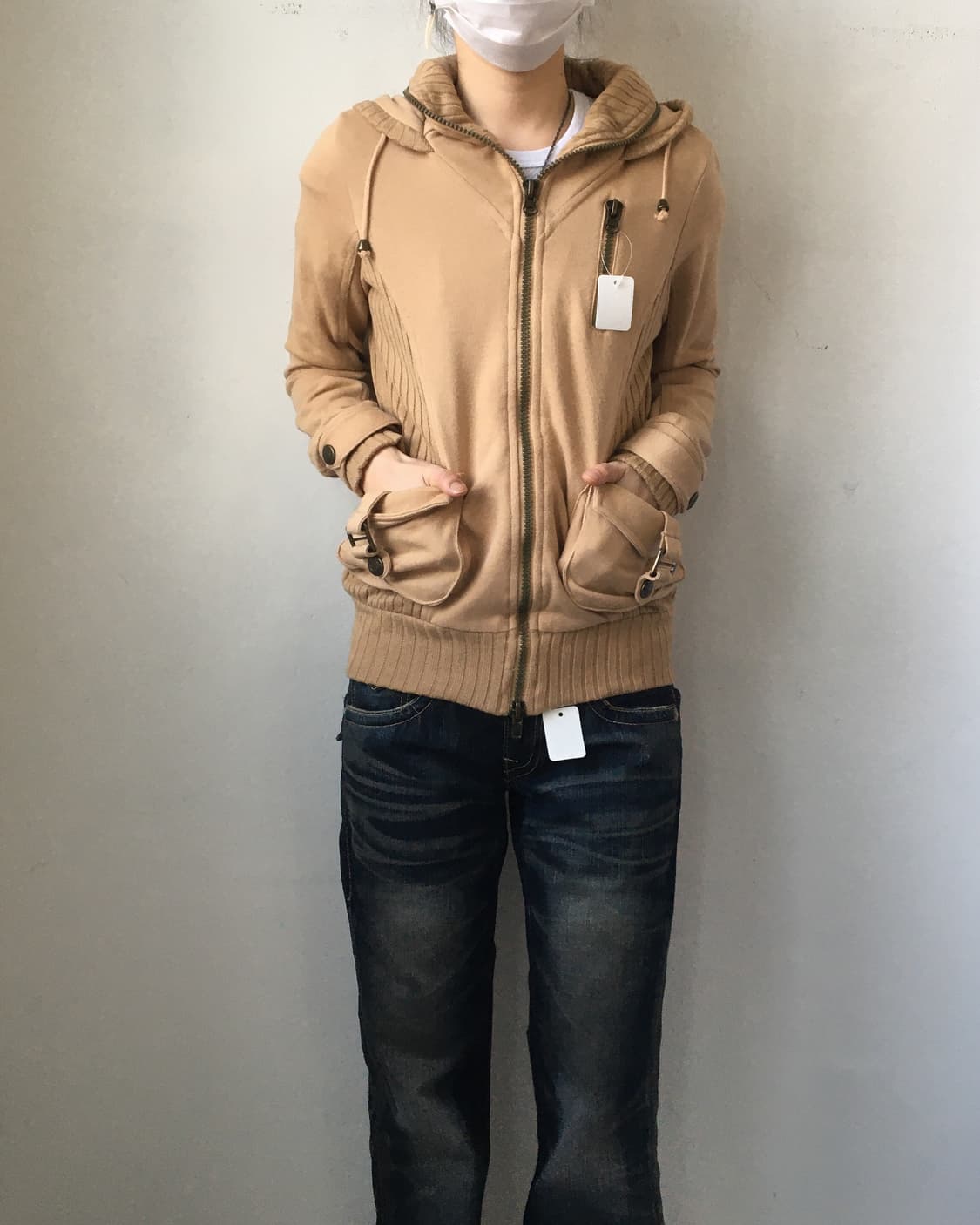 Ribbed layered high neck zip up 상품이미지1