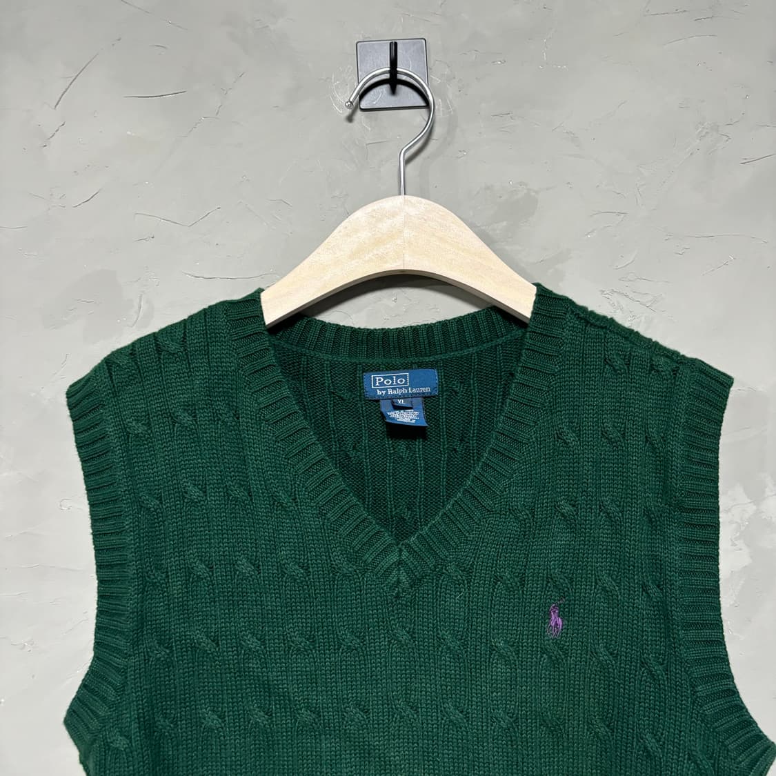 폴로 랄프로렌 꽈배기 니트 조끼 그린 상품이미지2
