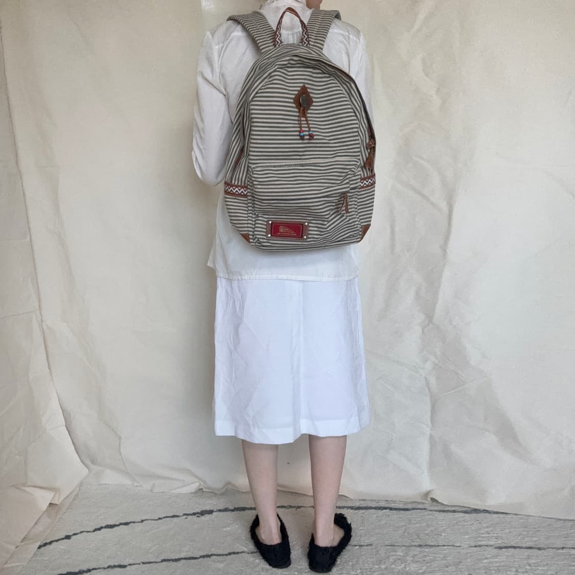 Bohemian Striped Canvas Backpack 상품이미지1