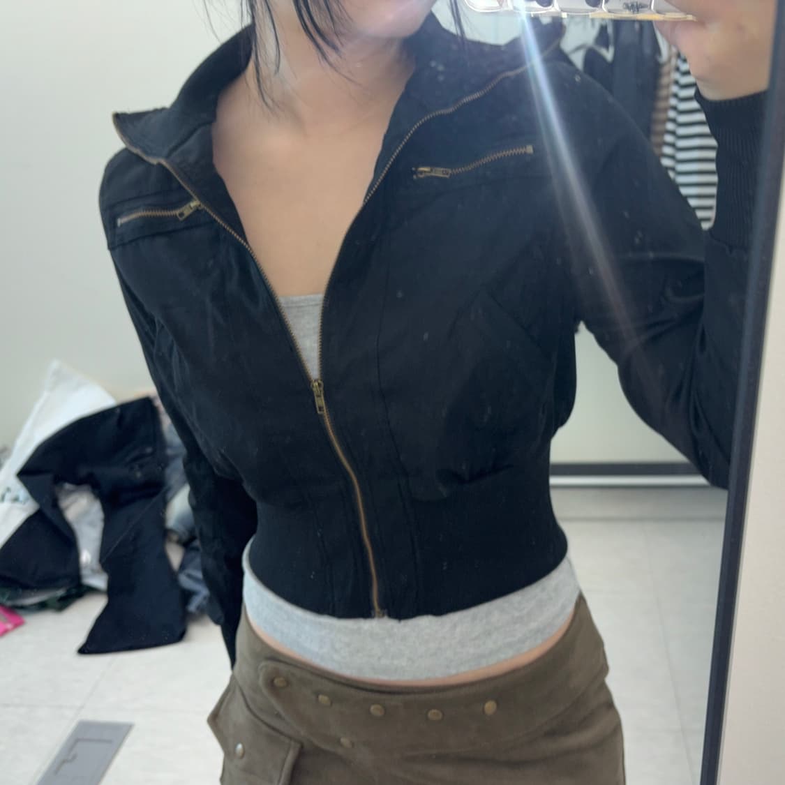 하이넥 크롭 재패니즈 스타일 집업 자켓 상품이미지3