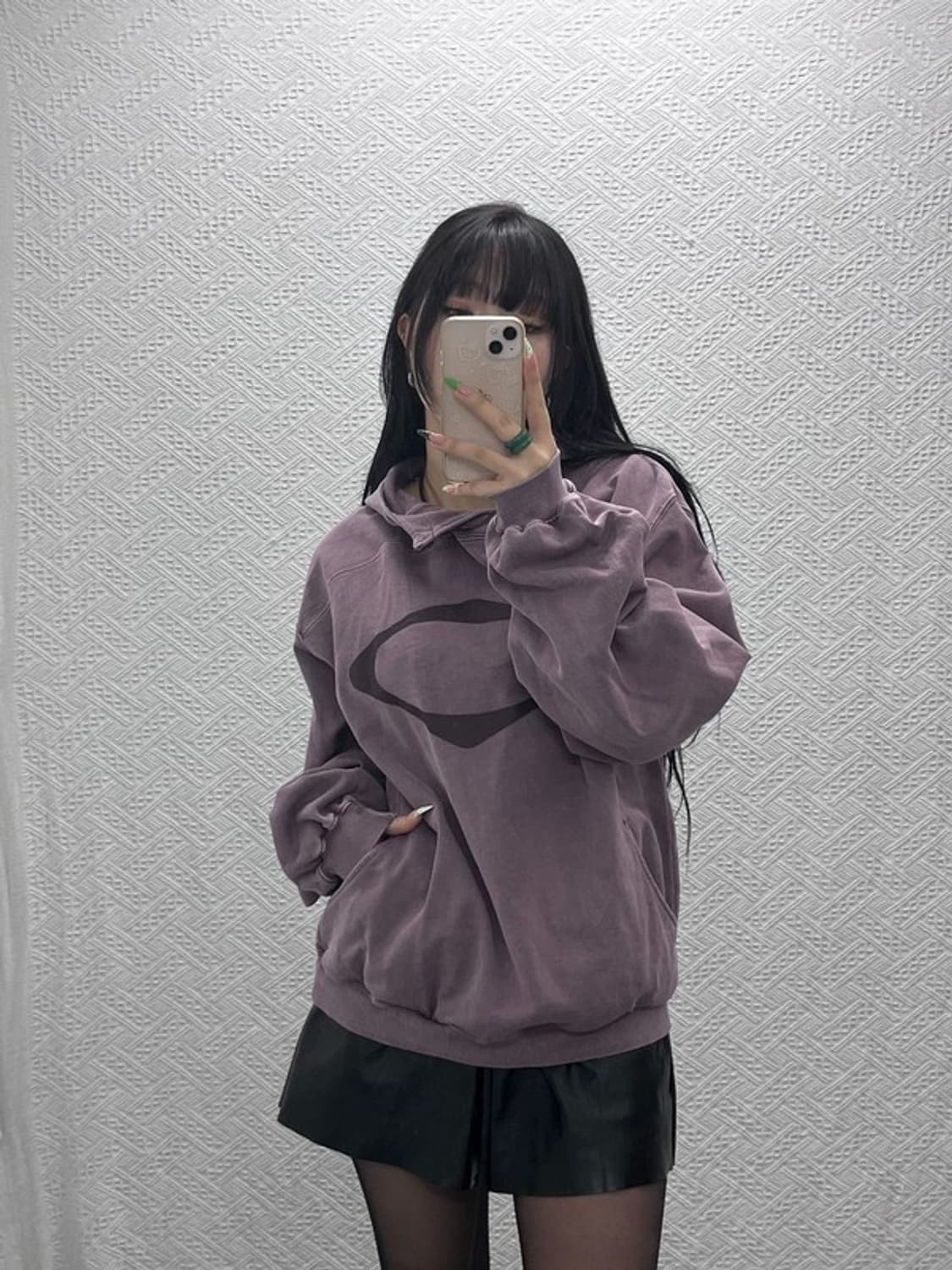 미스치프 롬버스 사이드 버튼 업 더스티 퍼플핑크 후드티 M C08972 상품이미지1