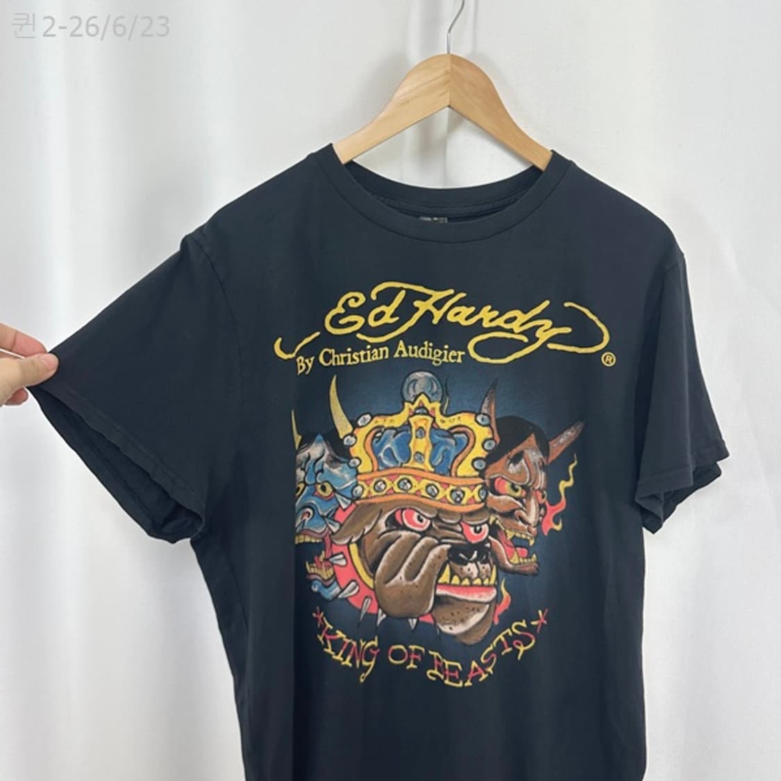 EDHARDY 에드하디 남자 스판 반팔티 검정 XXL  상품이미지3