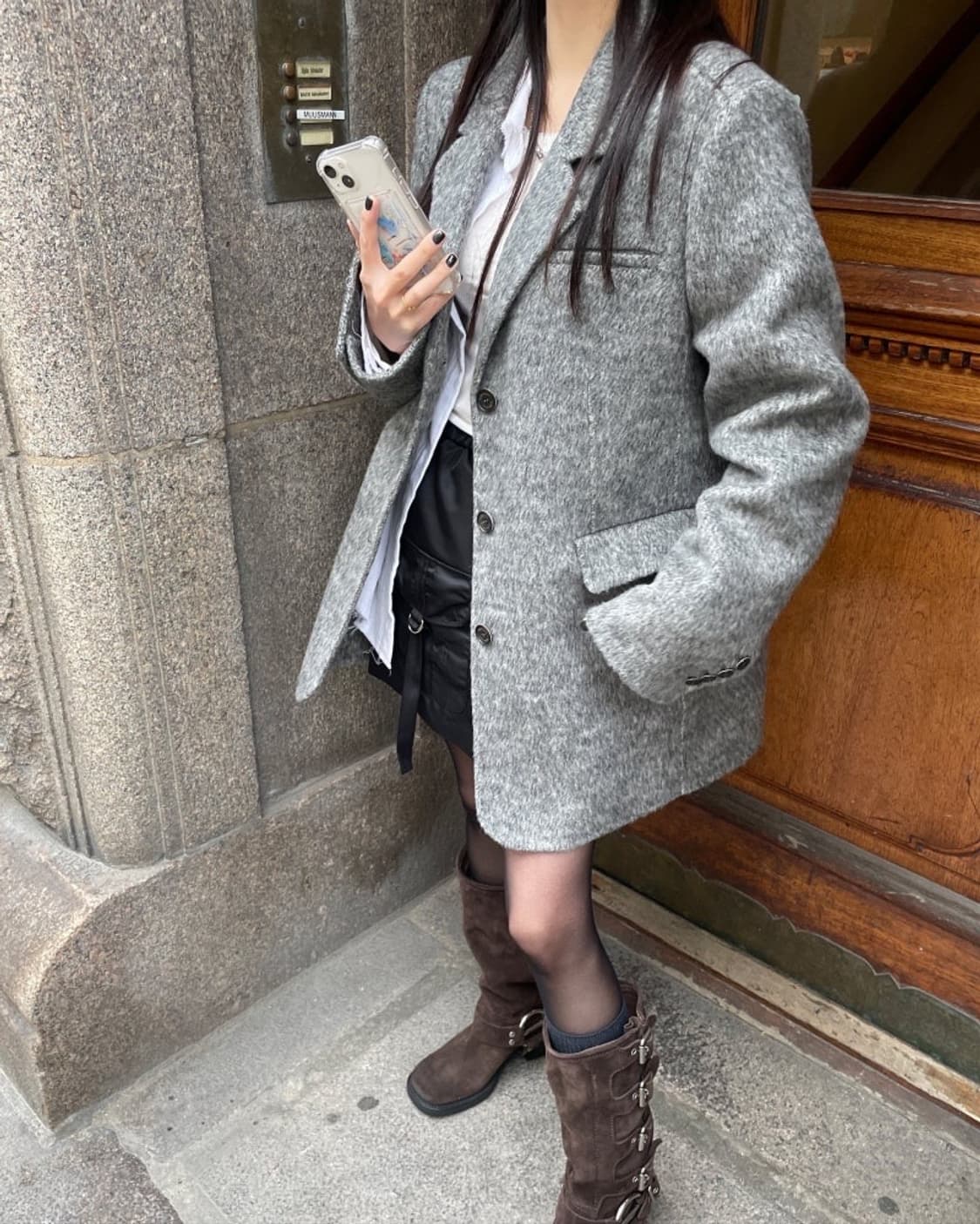 헤더먼트 실크 하프코트 상품이미지1