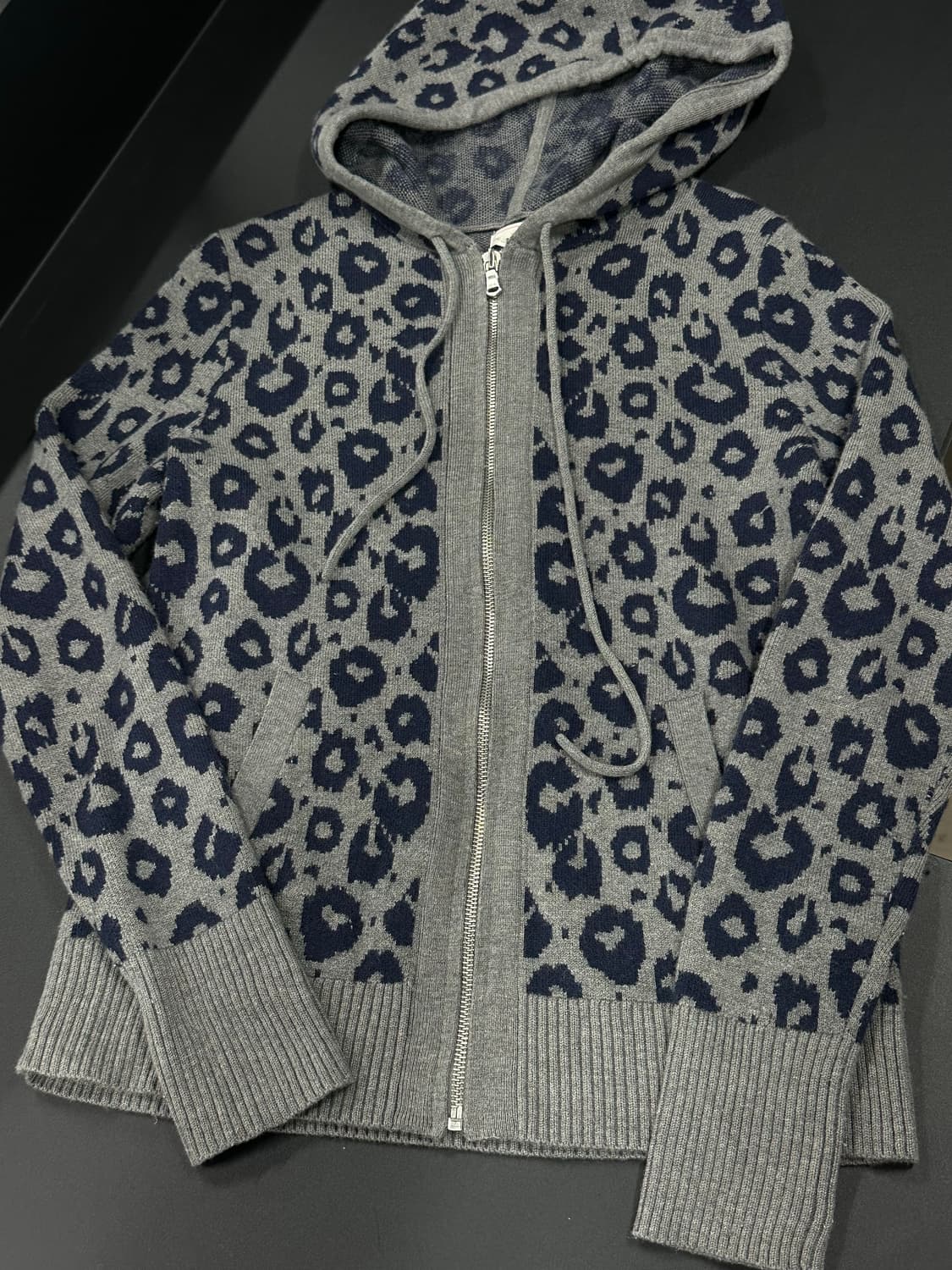 Gap 갭 레오파드 그레이 니트 후드집업 상품이미지4