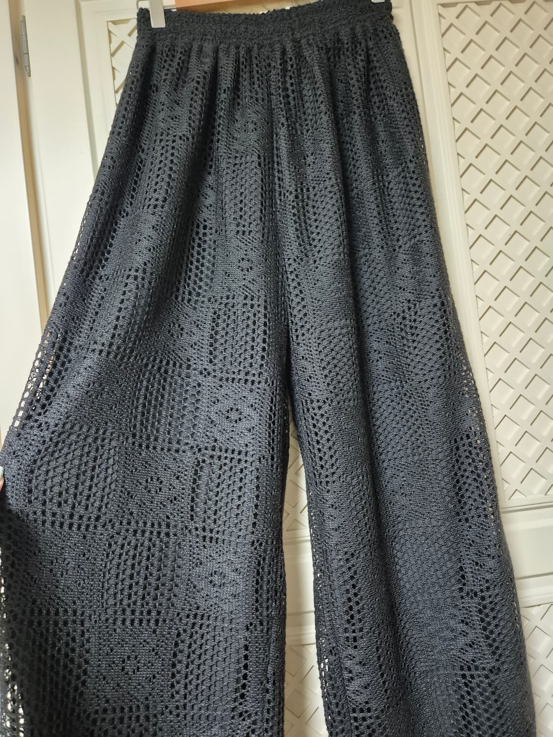 블랙 레이스 와이드 팬츠 상품이미지2