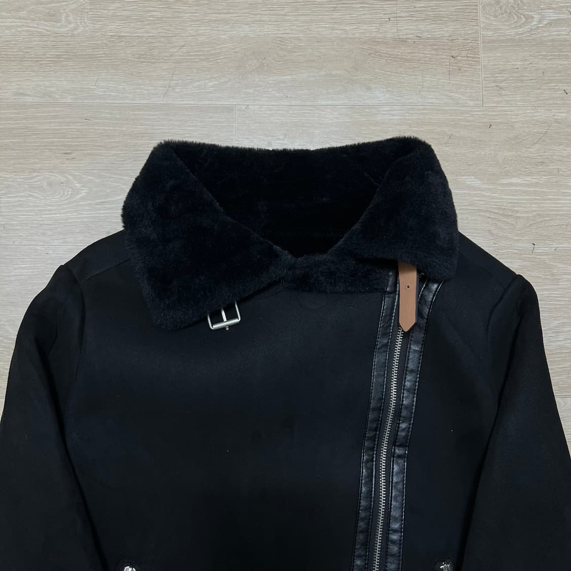 남성 퍼안감 스웨이드 무스탕 가죽자켓 [블랙] M/95 상품이미지2