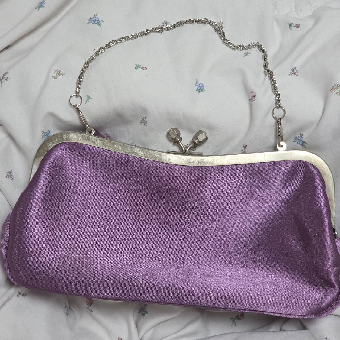엑시즈팜 일본빈티지)퍼플 코사지 비즈진주 고딕로리타 클러치가마구치파티백 상품이미지4