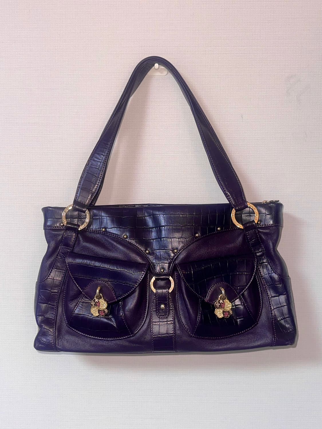 다크퍼플 빈티지 네잎클로버 숄더백 상품이미지1