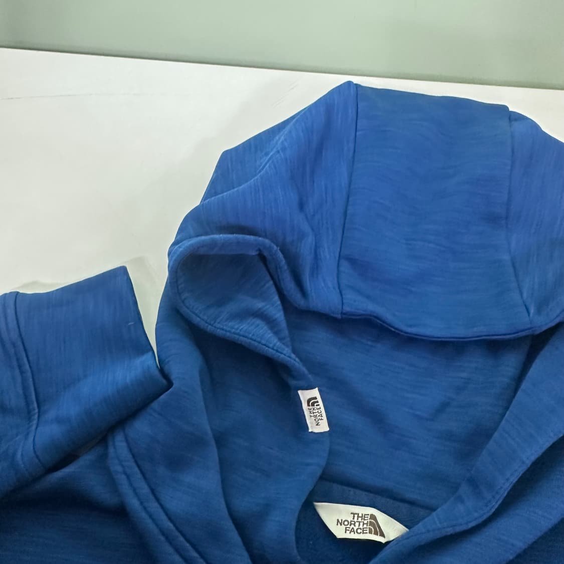 M-L 95 노스페이스 기본로고 블루 폴리후드티 남여공용 상품이미지5