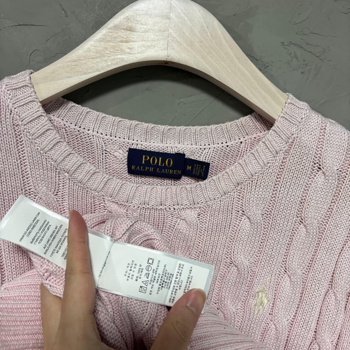 폴로 랄프로렌 꽈배기 니트 연핑크 딸기우유 상품이미지3