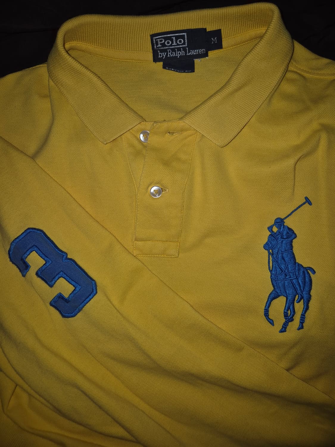 폴로 랄프로렌 빅포니 옐로우 카라 긴팔티셔츠 M  상품이미지1
