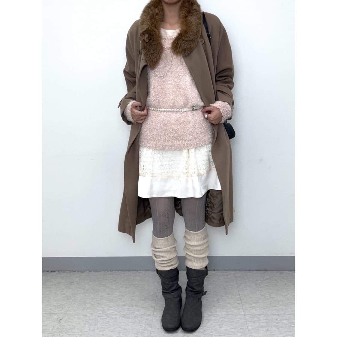 빈티지 브라운 더블 울 코트 상품이미지4