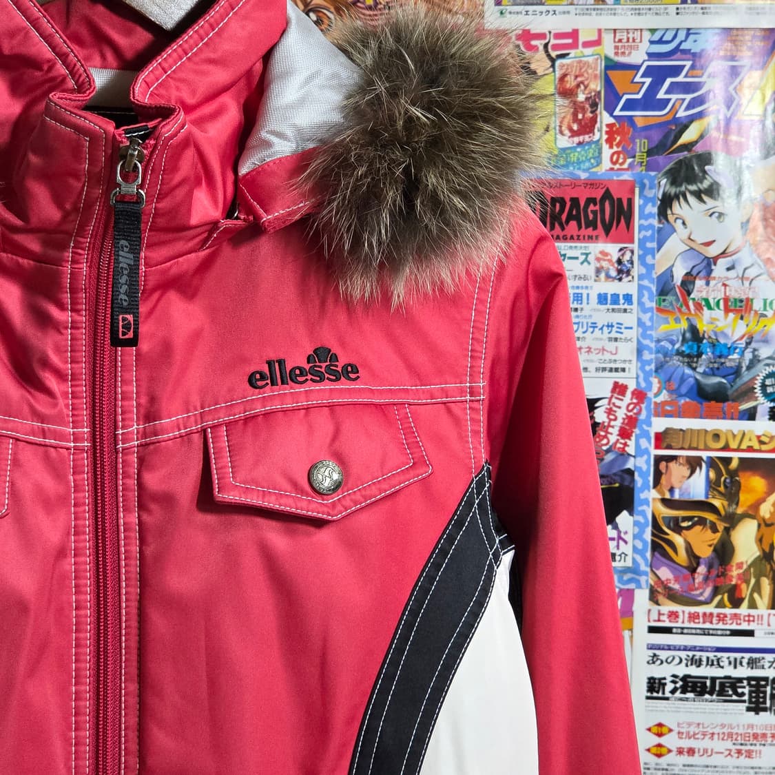 엘레쎄 레이싱 후드 핑크 패딩 점퍼 상품이미지3