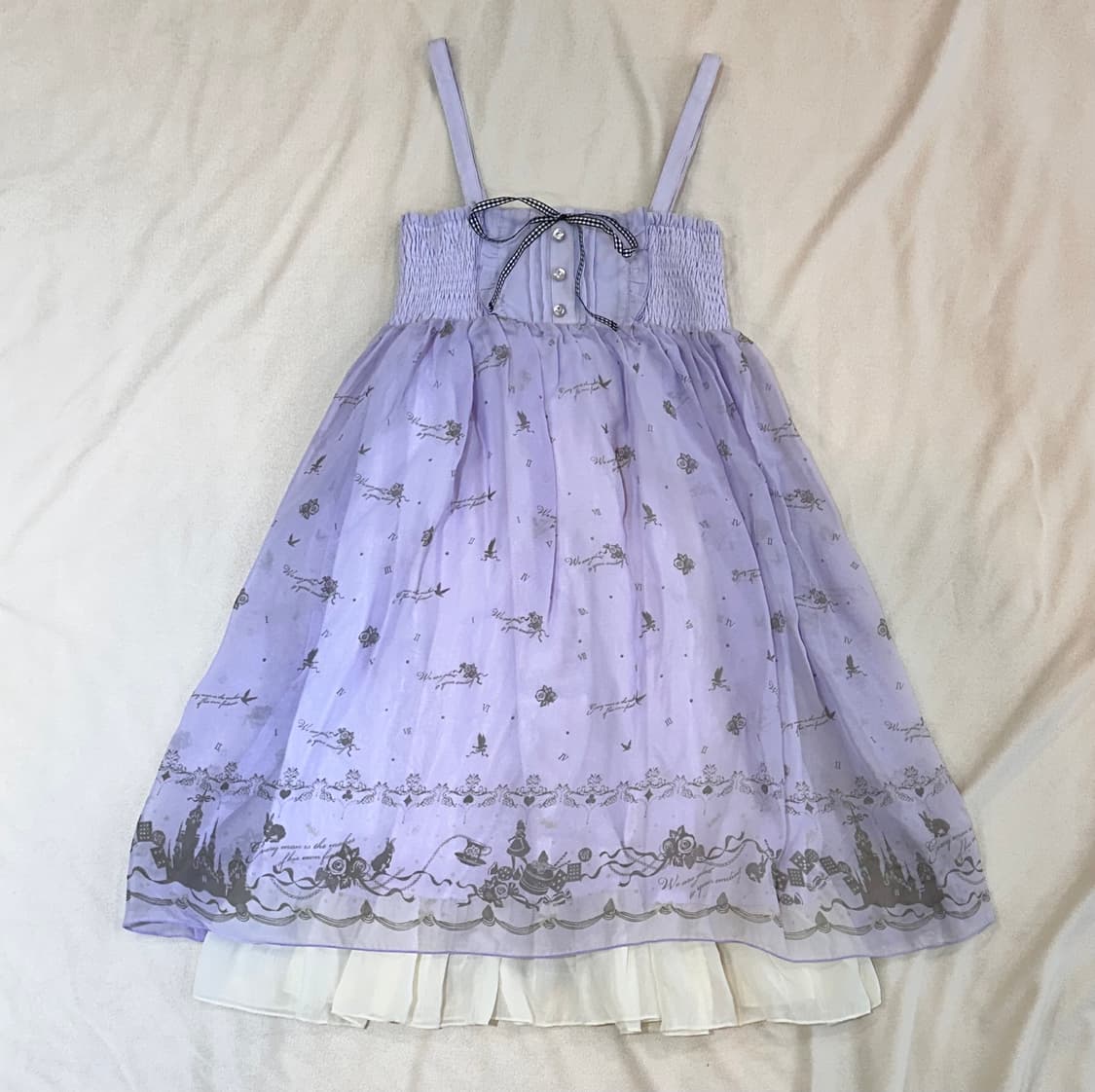 라벤더 뷔스티에 원피스 패턴 프릴 레이어드 상품이미지1