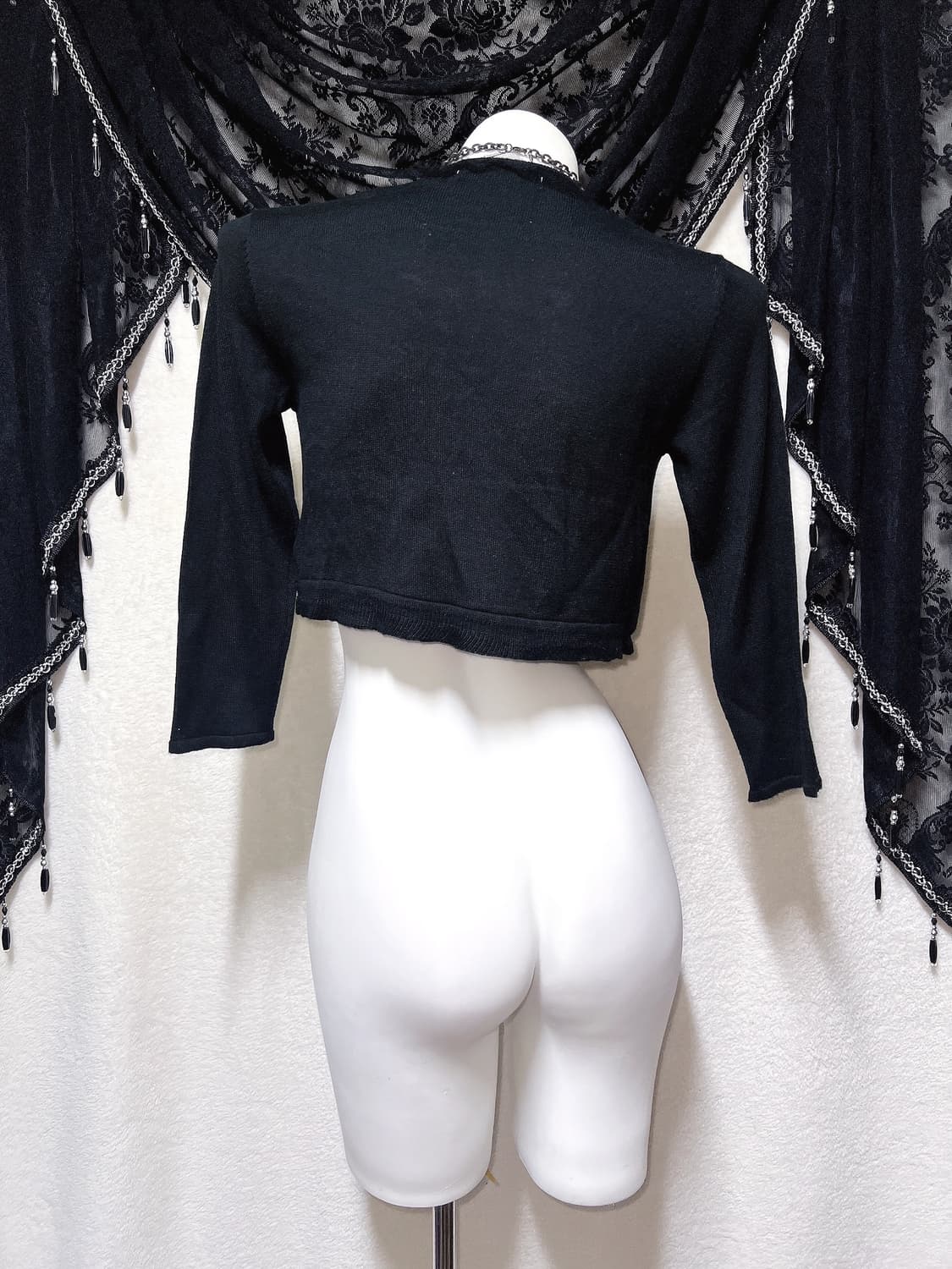 로맨틱갸루 로걀 고딕 고스로리 블랙 진주 크롭 볼레로 가디건 핀터 페어리 상품이미지9