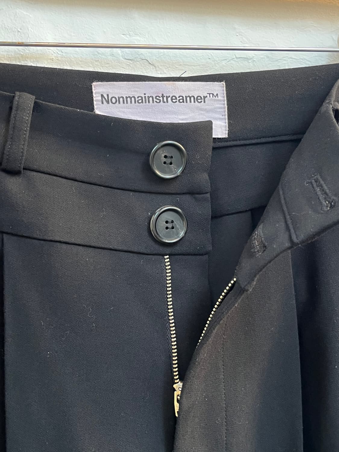 Nonmainstreamer 블랙 배기 핀턱 슬랙스 W32 상품이미지7