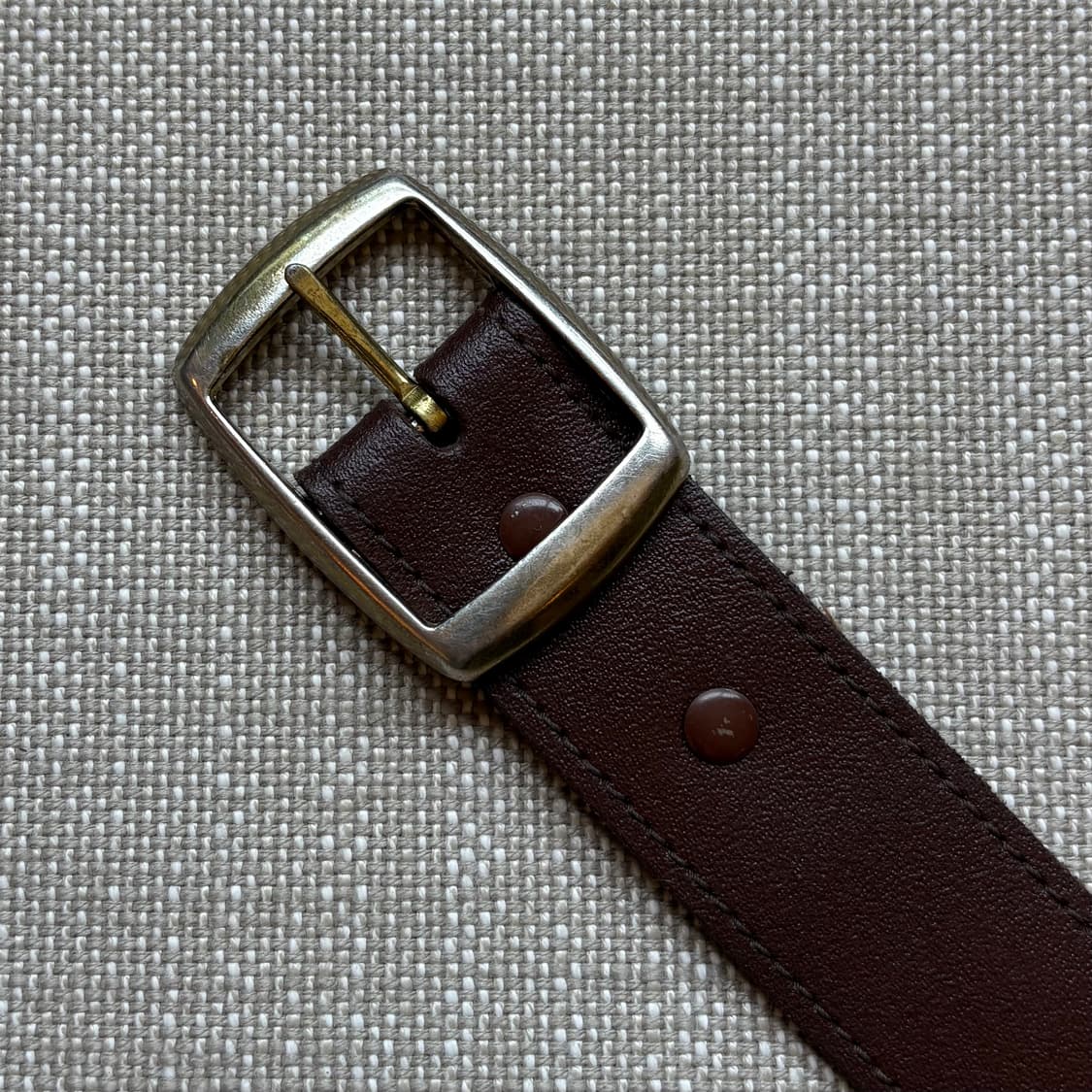[34] 90s USA 브라운 레더 솔리드 브라스 버클 벨트 상품이미지5