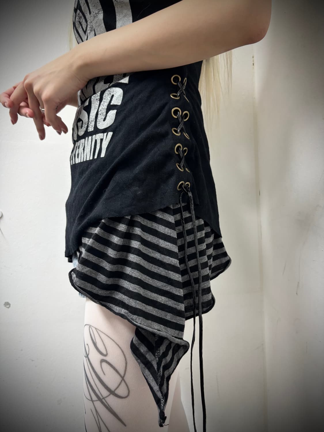 00‘s Mood Stripe Layered Unbalance Lace- 상품이미지7