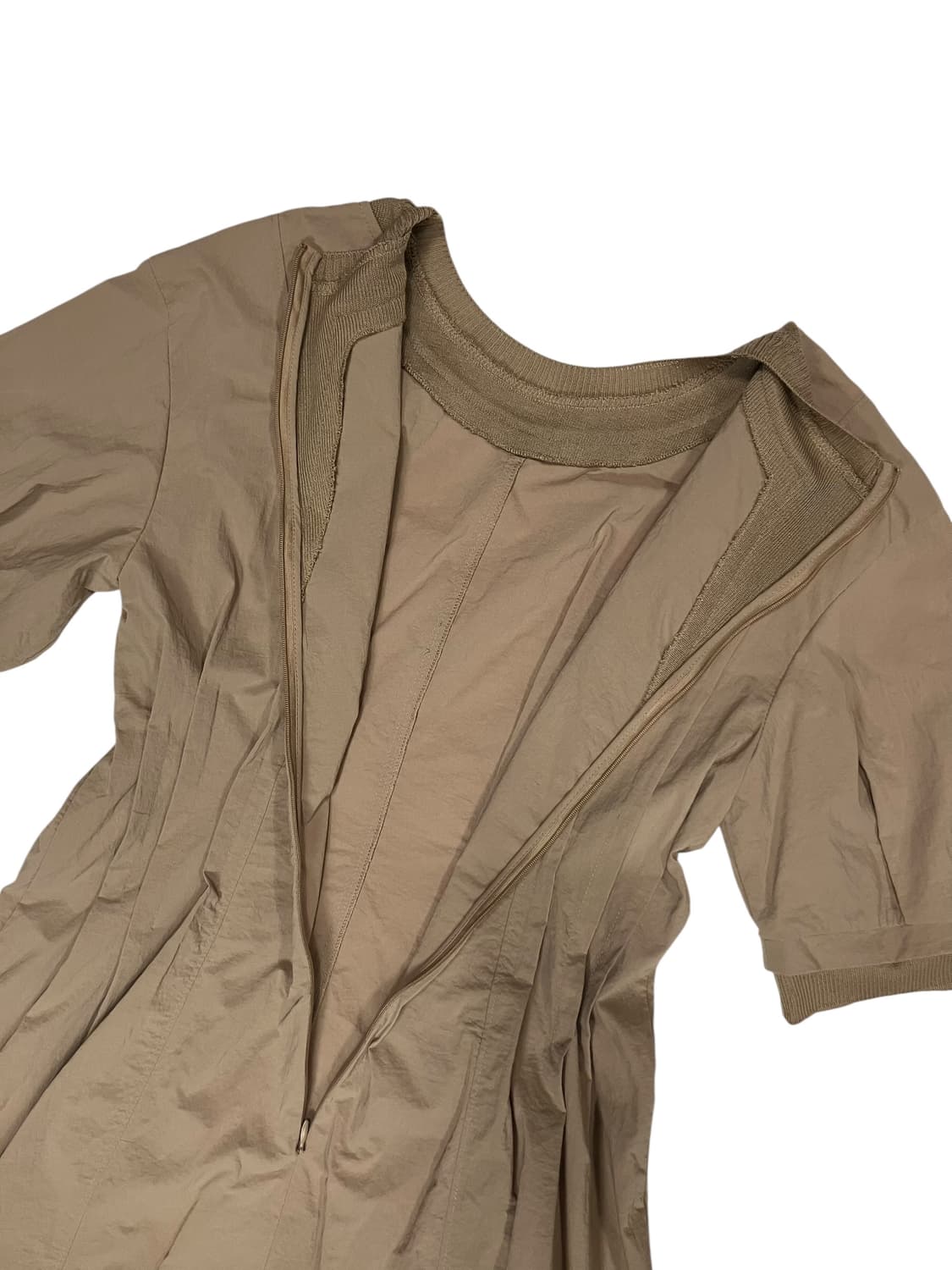 SJ SJ 라이트 브라운 반팔 A라인 플레어 롱 원피스 S 상품이미지6