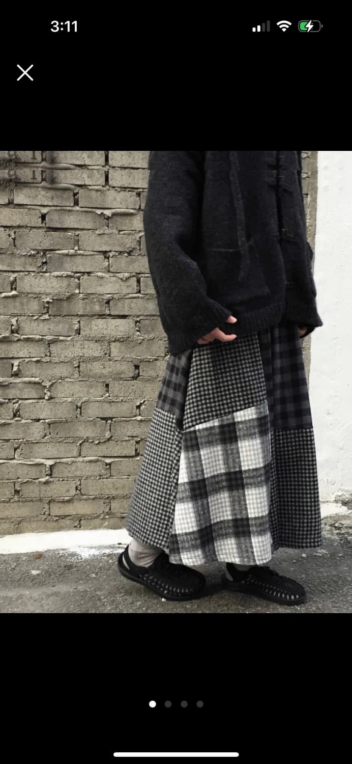 빈티지 체크 패치워크 스커트 상품이미지1