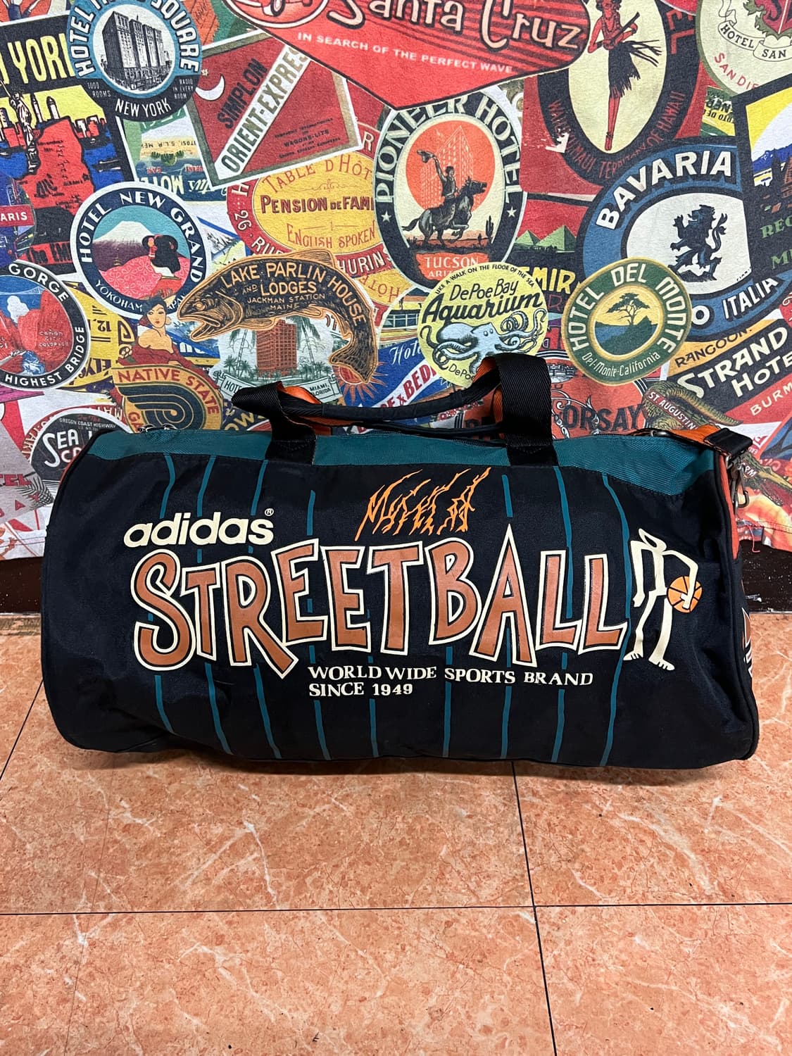 90s 아디다스 올드스쿨 빅로고 프린팅 보스턴백 망치백 토트백 가방 상품이미지8