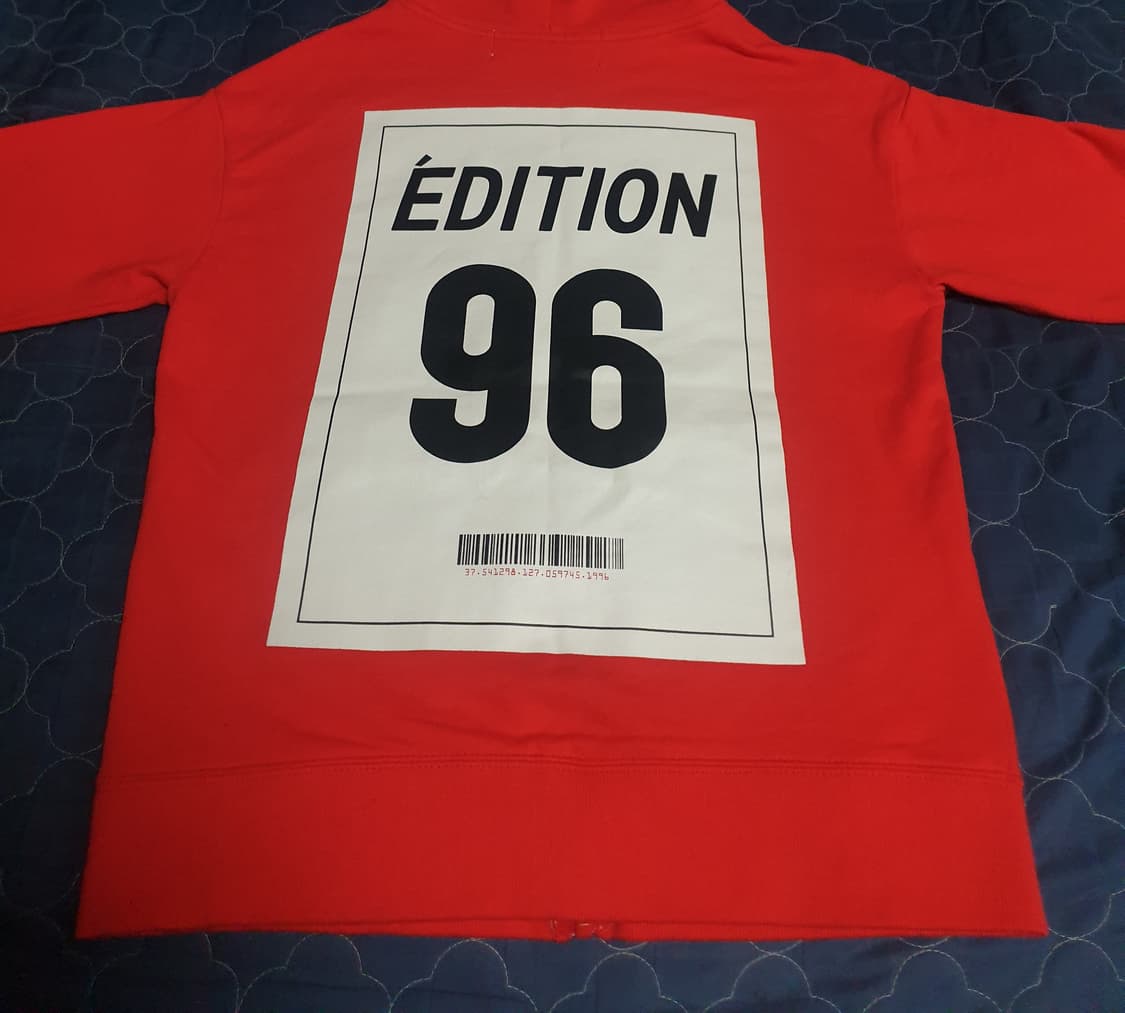 (빈티지) 랩 에디션 마틴 백 바코드 프린팅 후드집업 레드 (S) 상품이미지1