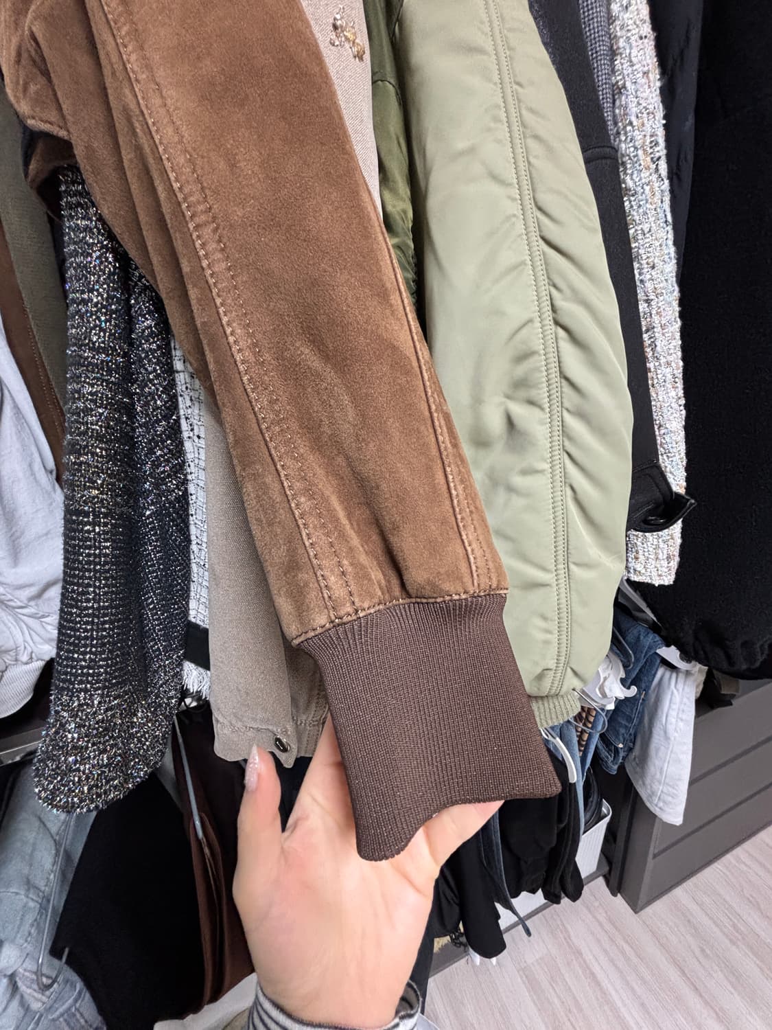 발망 누벅레더 볼레로 자켓.  상품이미지4