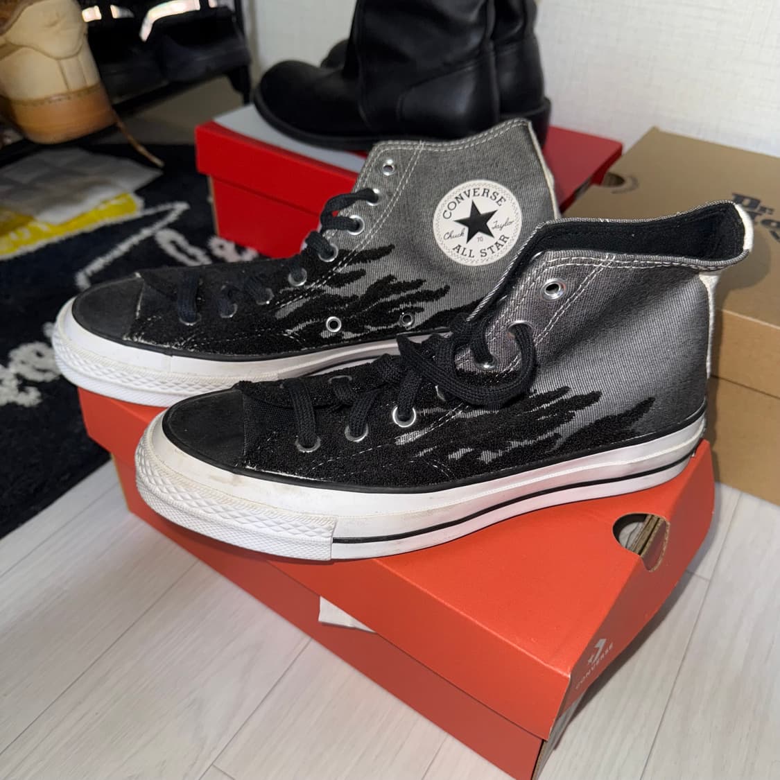 새상품) 컨버스 데드스탁 플레임자수 블랙 240 상품이미지1