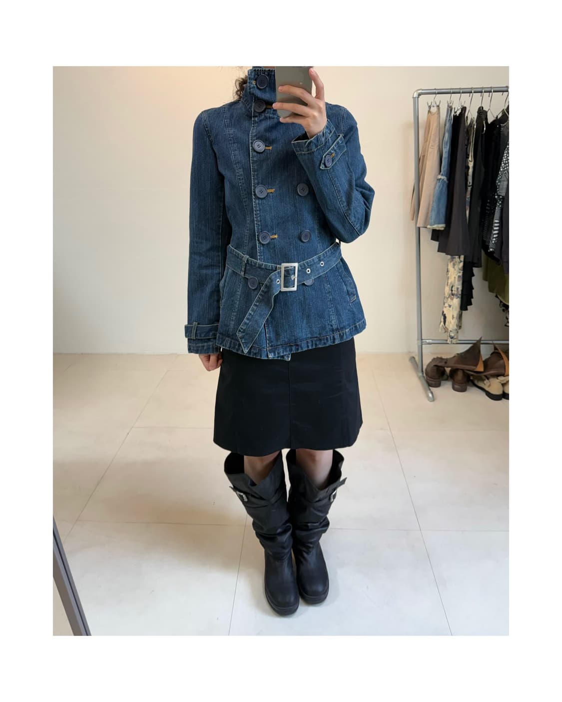 빈티지 하이넥 데님 자켓 상품이미지4