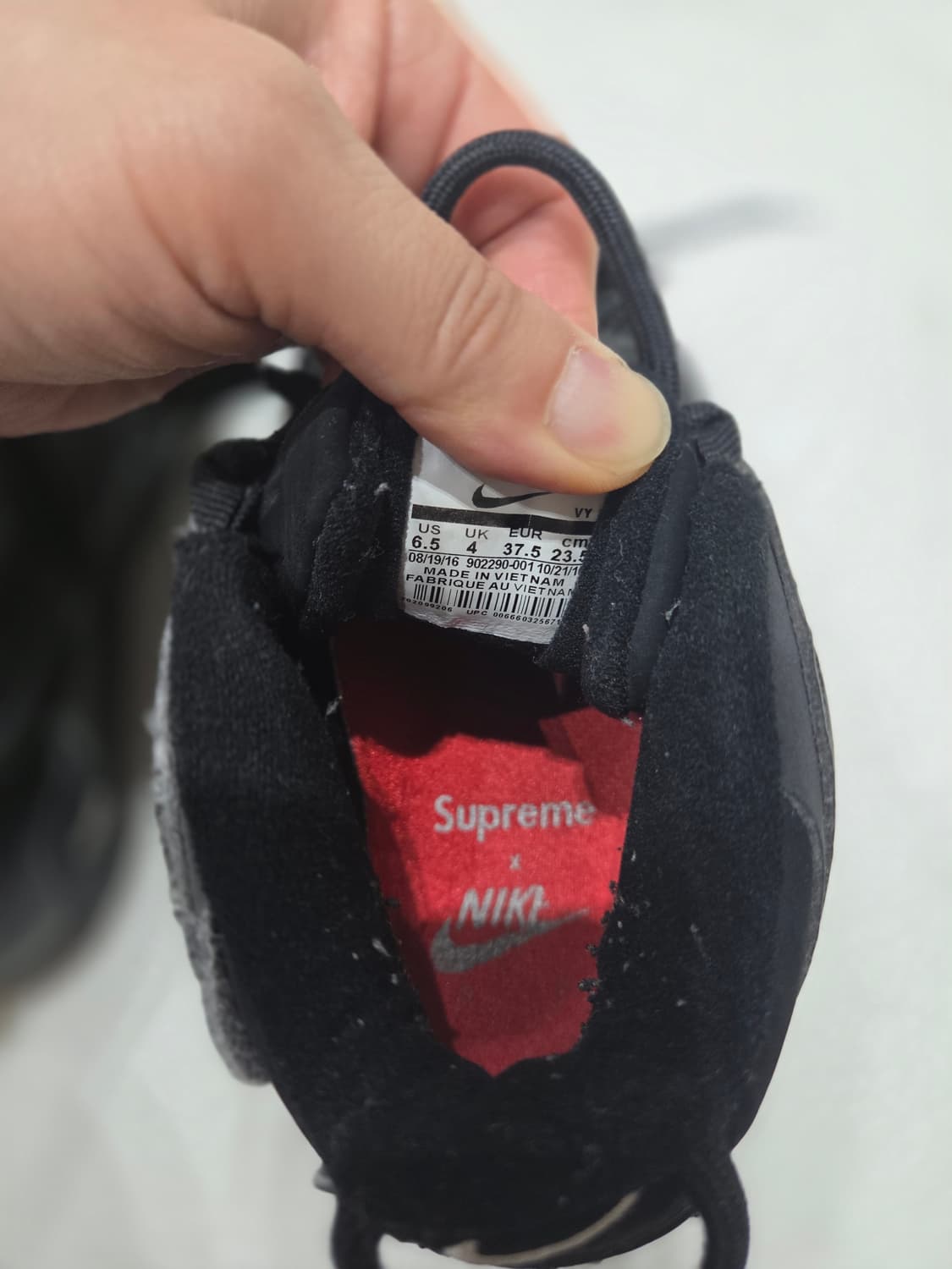 슈프림x나이키 에어모어 업템포 올블랙(235) 상품이미지6