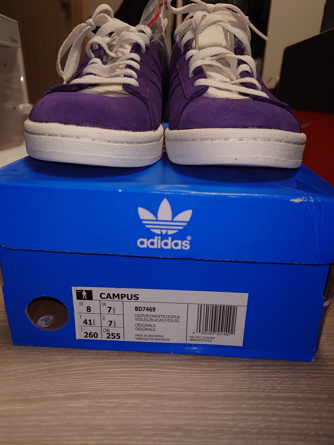 [260~265] 아디다스 캠퍼스 스웨이드 퍼플 운동화 새상품 상품이미지3