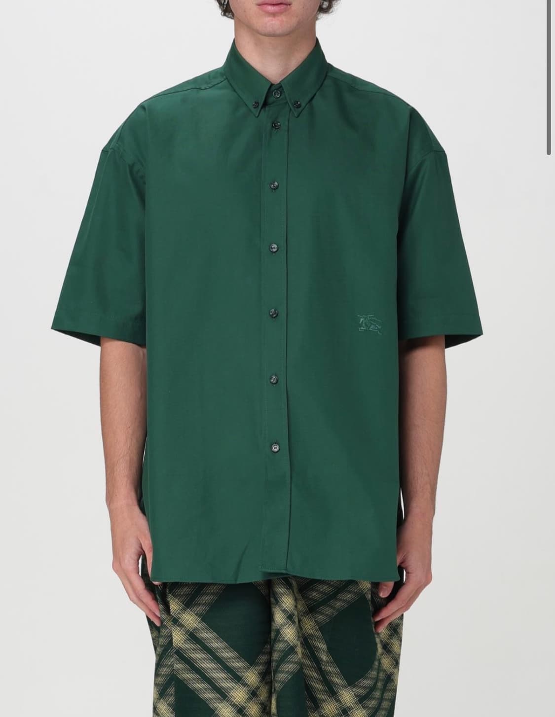 (A+/M) / 버버리 코튼 옥스포드 셔츠 반팔 그린 상품이미지9