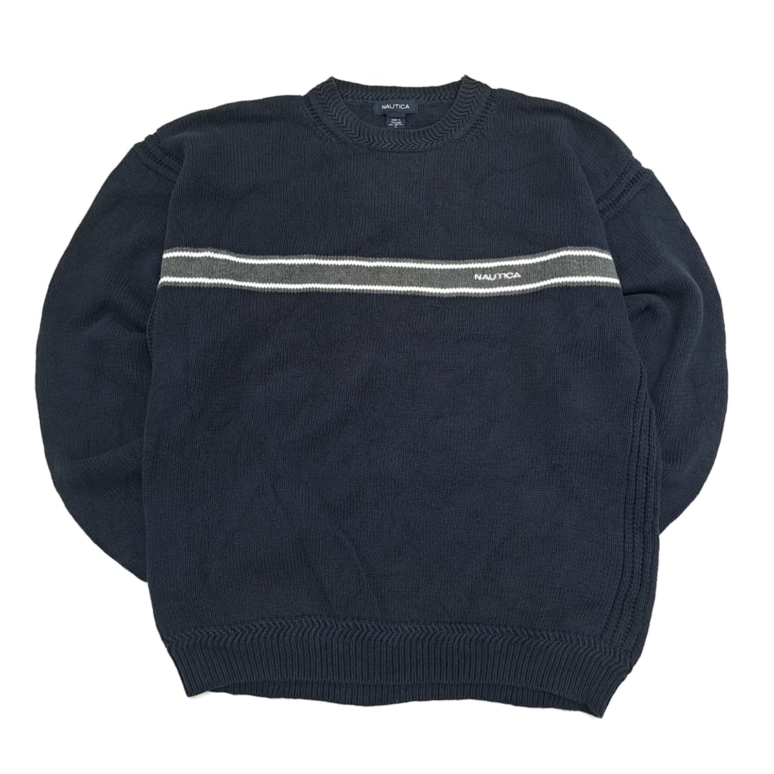 CN976 L 노티카 다크네이비 포인트 스트라이프 긴팔 니트 스웨터 상품이미지1