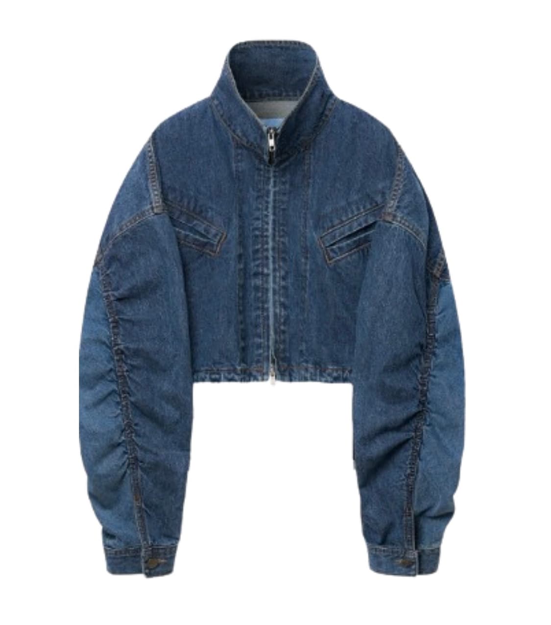 더일마 로지 셔링 크롭 데님 점퍼 상품이미지1