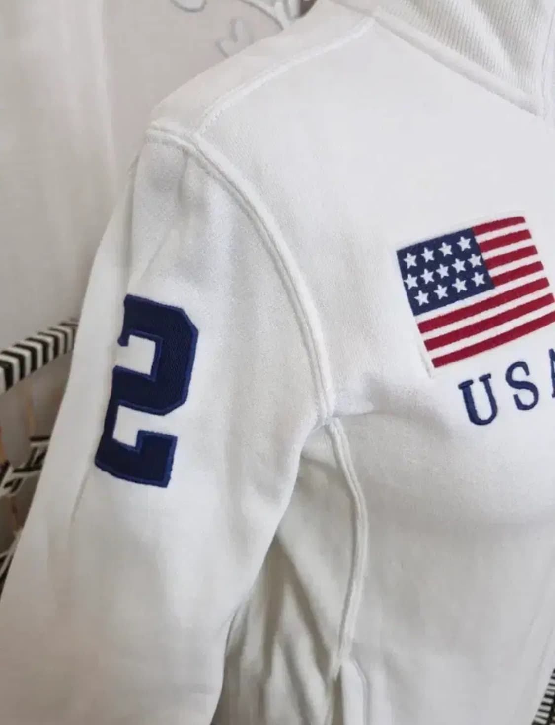 폴로 USA성조기 화이트 집업 저지 상품이미지3