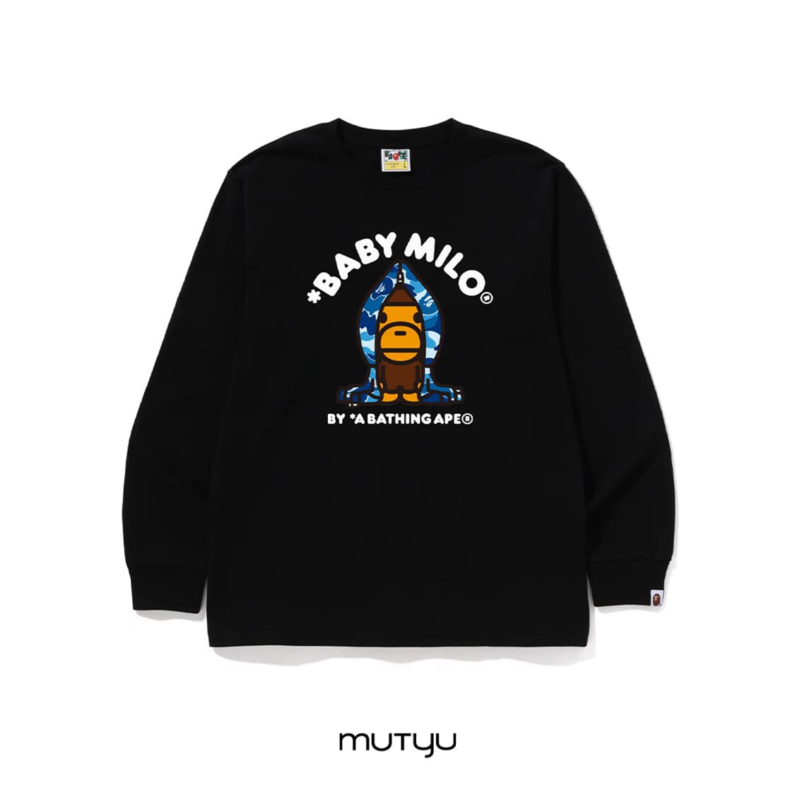 베이프 ABC 카모 마일로 후드 롱슬리브 티셔츠 블랙 블루 상품이미지1