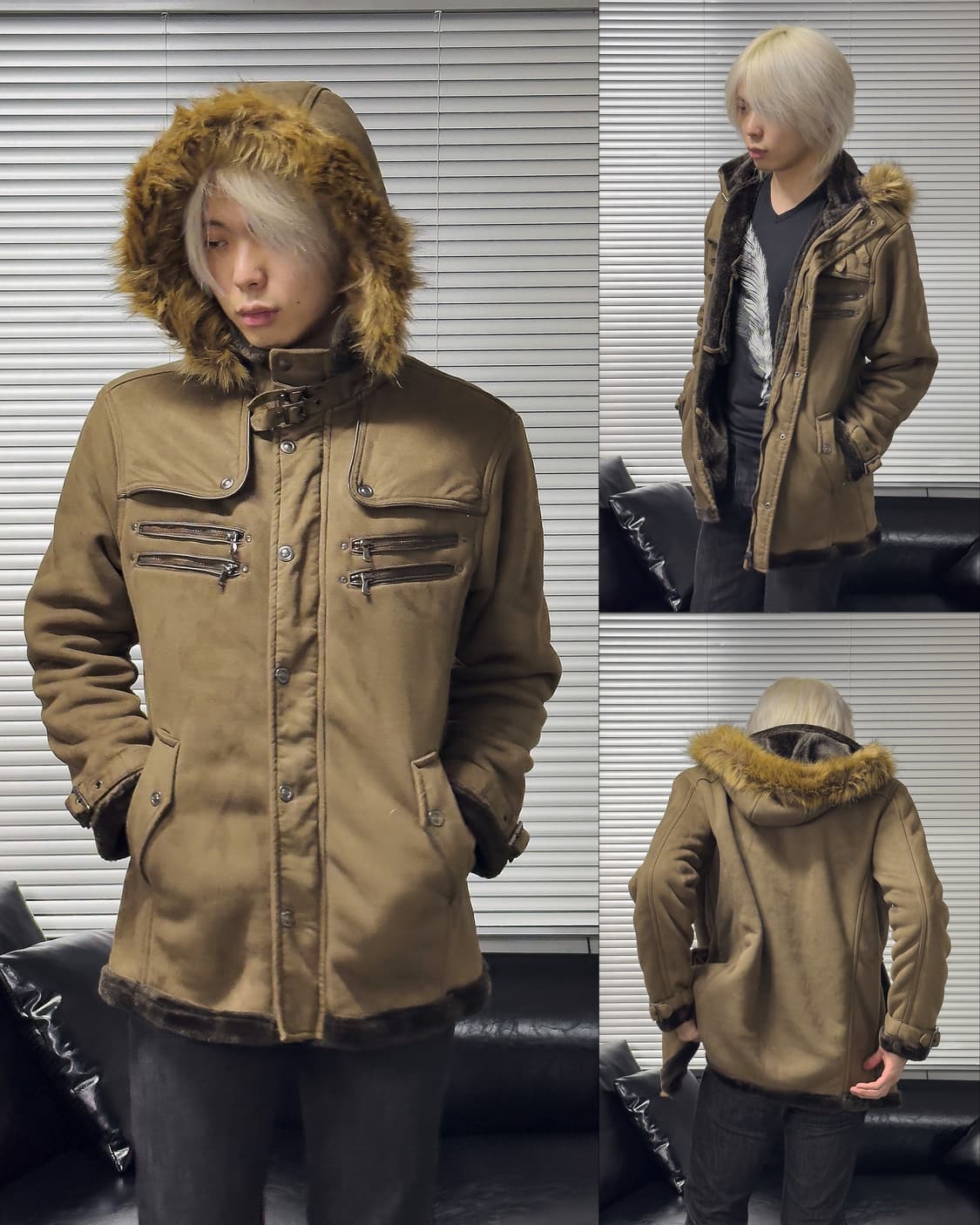 {GILEVANS} Brown Faux Fur Hood Jacket 상품이미지1