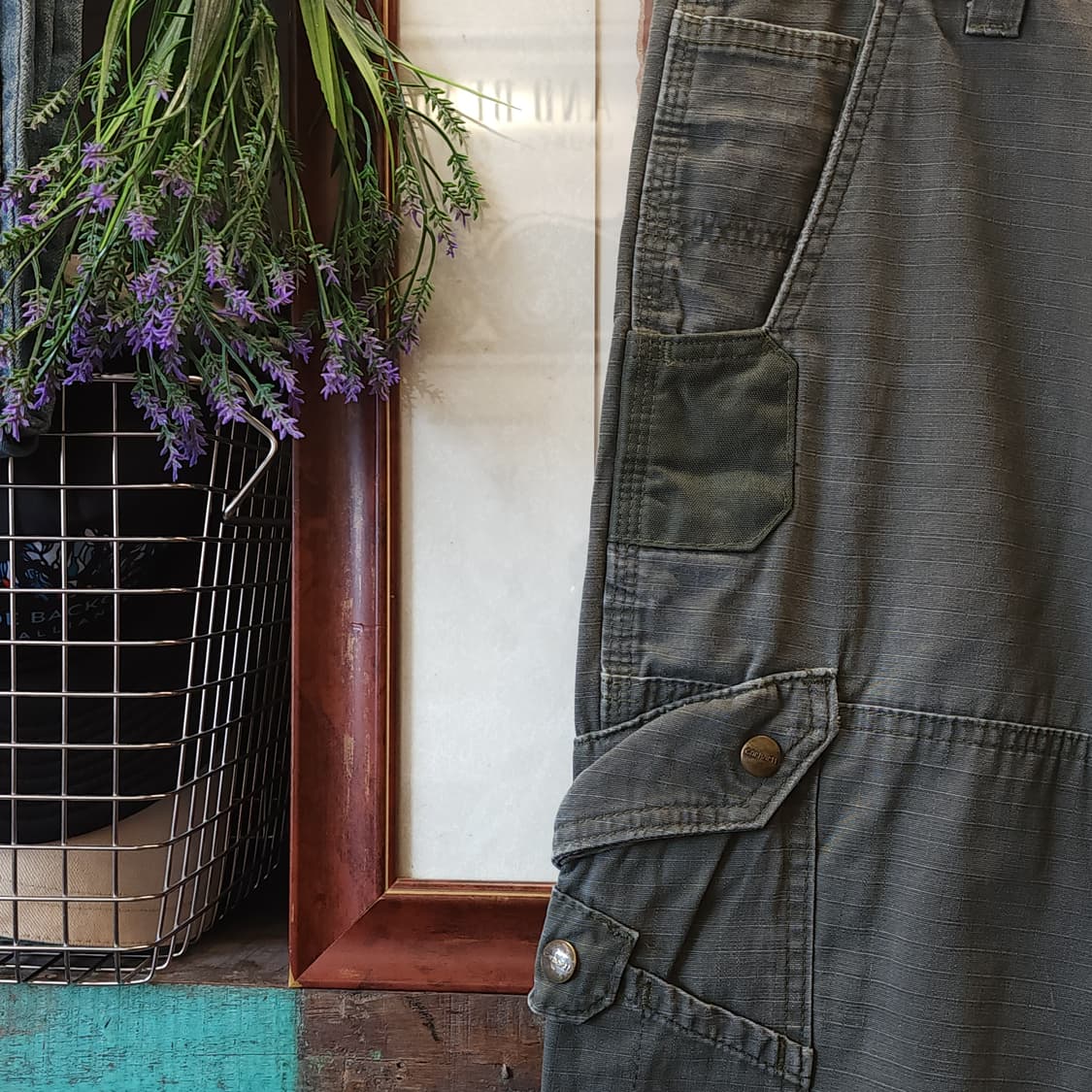 칼하트 워크팬츠 립스탑 카고 팬츠 그린 30x30 상품이미지4