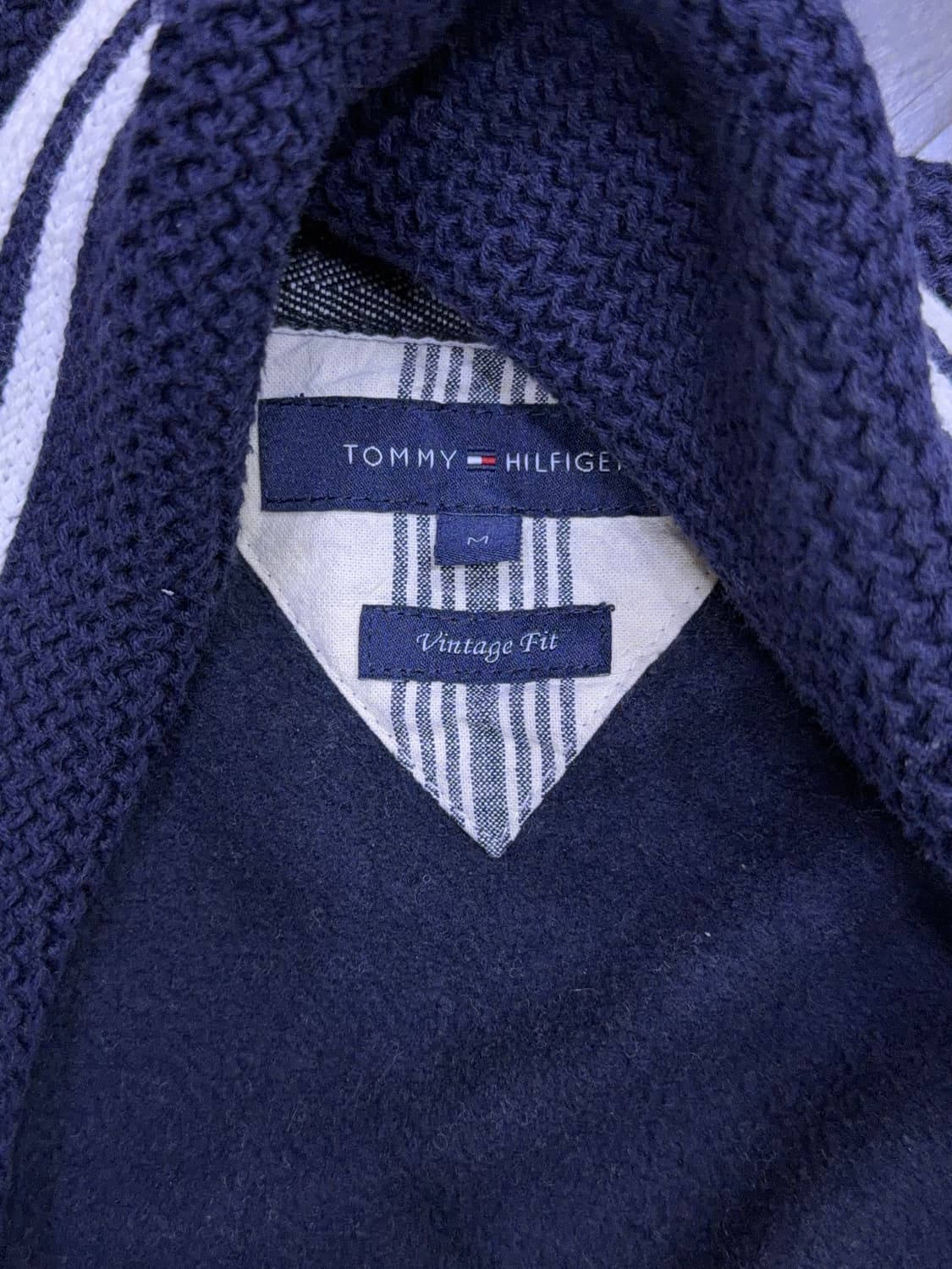 타미힐피거 H 로고 캐쥬얼 숄카라 가디건 네이비 M 상품이미지7