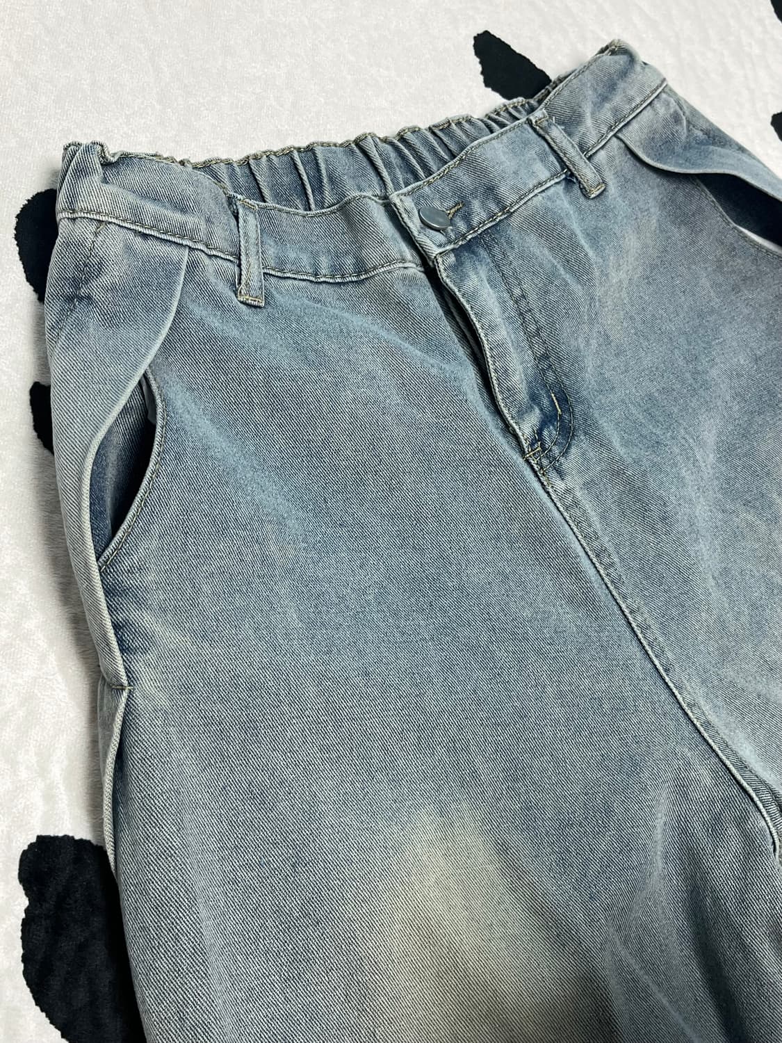 빈티지 삼선 디테일 데님 와이드팬츠 상품이미지4