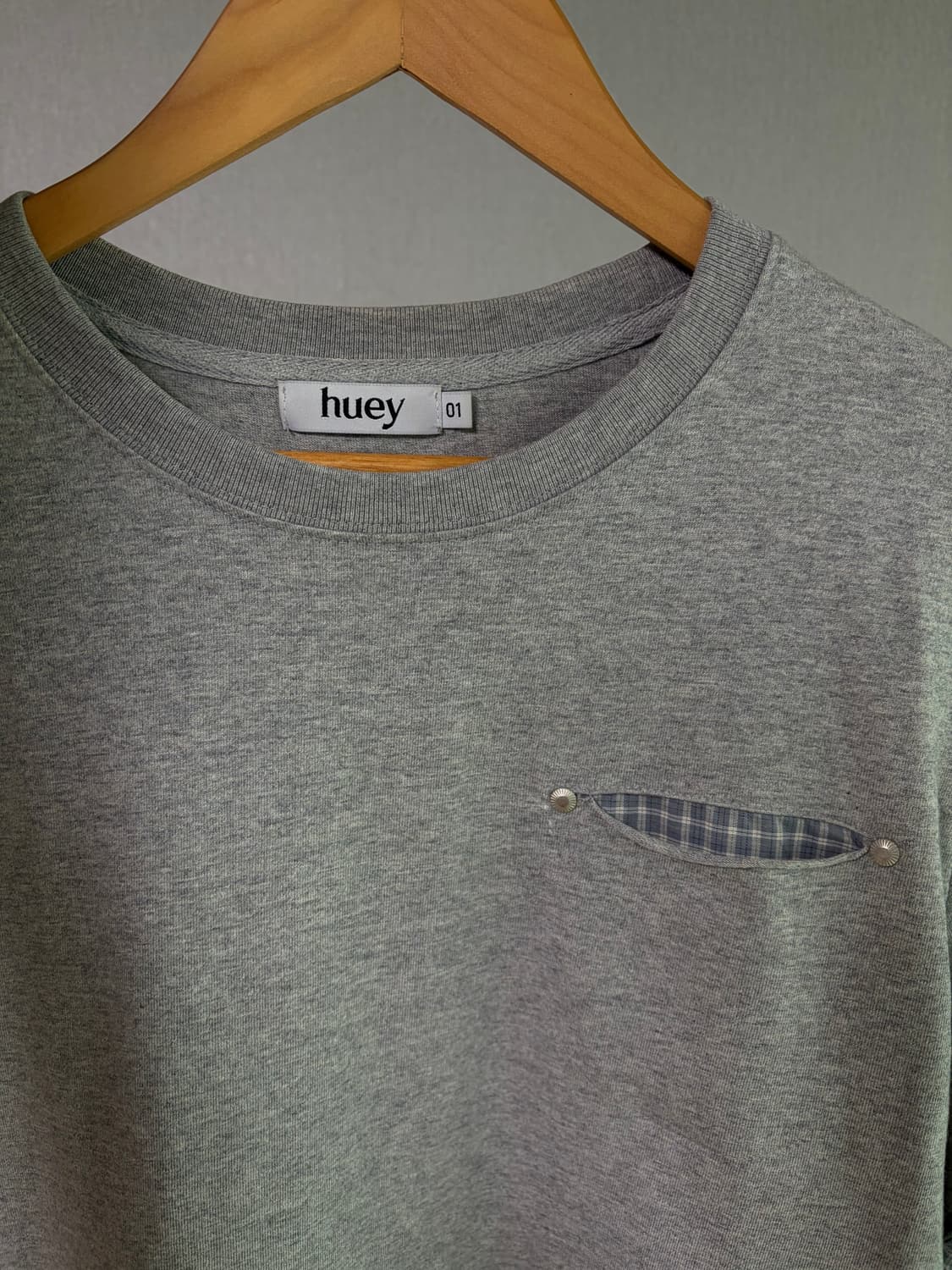 [01] huey 휴이 체크 롤업 티 그레이 상품이미지3