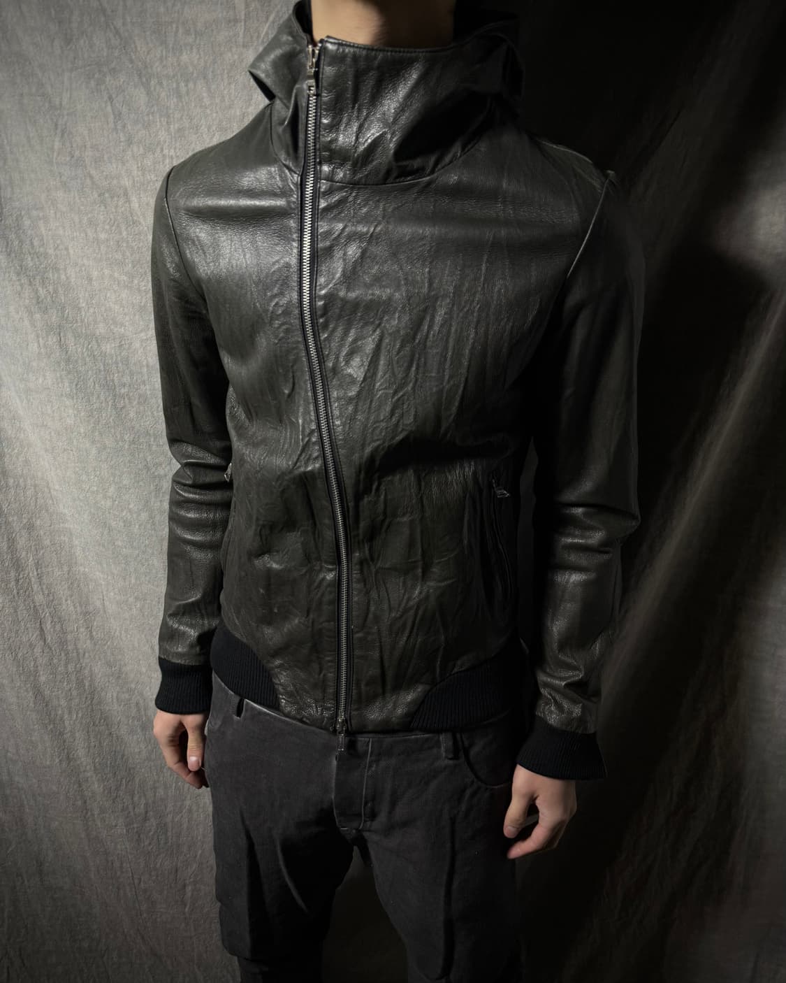 LHP Asymmetric Pigskin Hooded Leather 상품이미지3