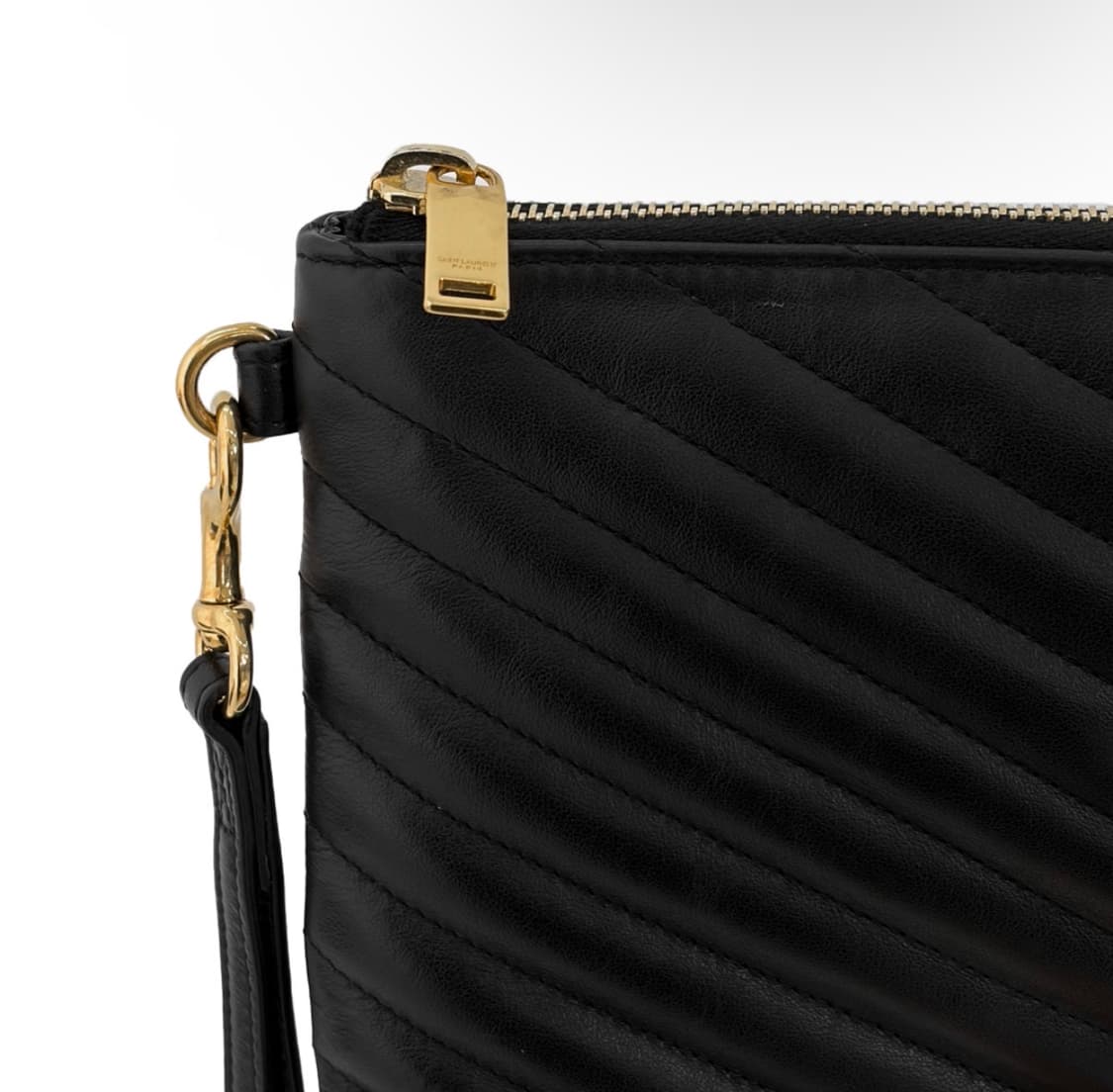 [S] 생로랑 여성 마틀라세 모노그램 YSL 로고 클러치 블랙 금장 스몰 상품이미지4