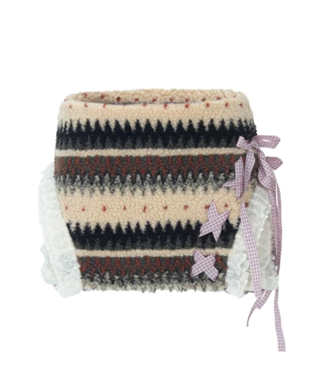 Ribbon & Lace Teddy Skort (Beige) 상품이미지1