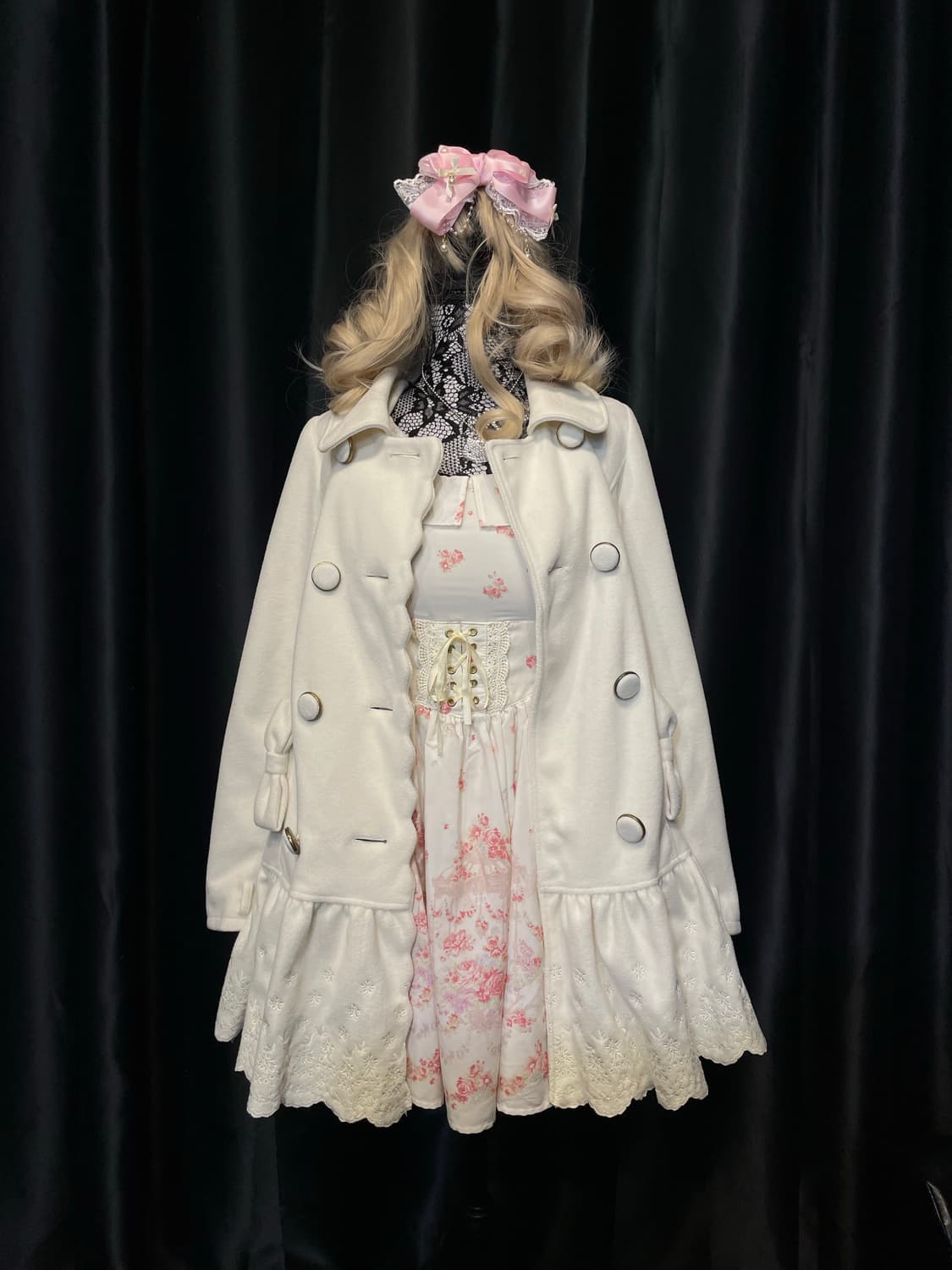 LIZLISA 리본 화이트 히메갸루 코트 상품이미지6