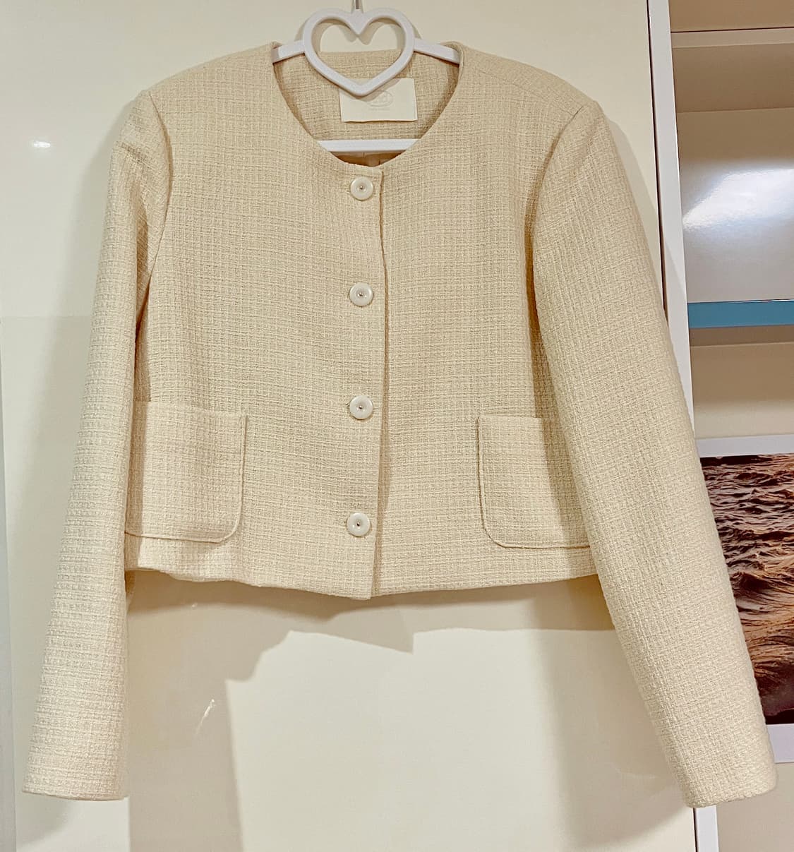 봄가을용 연노랑 트위드자켓 상품이미지1