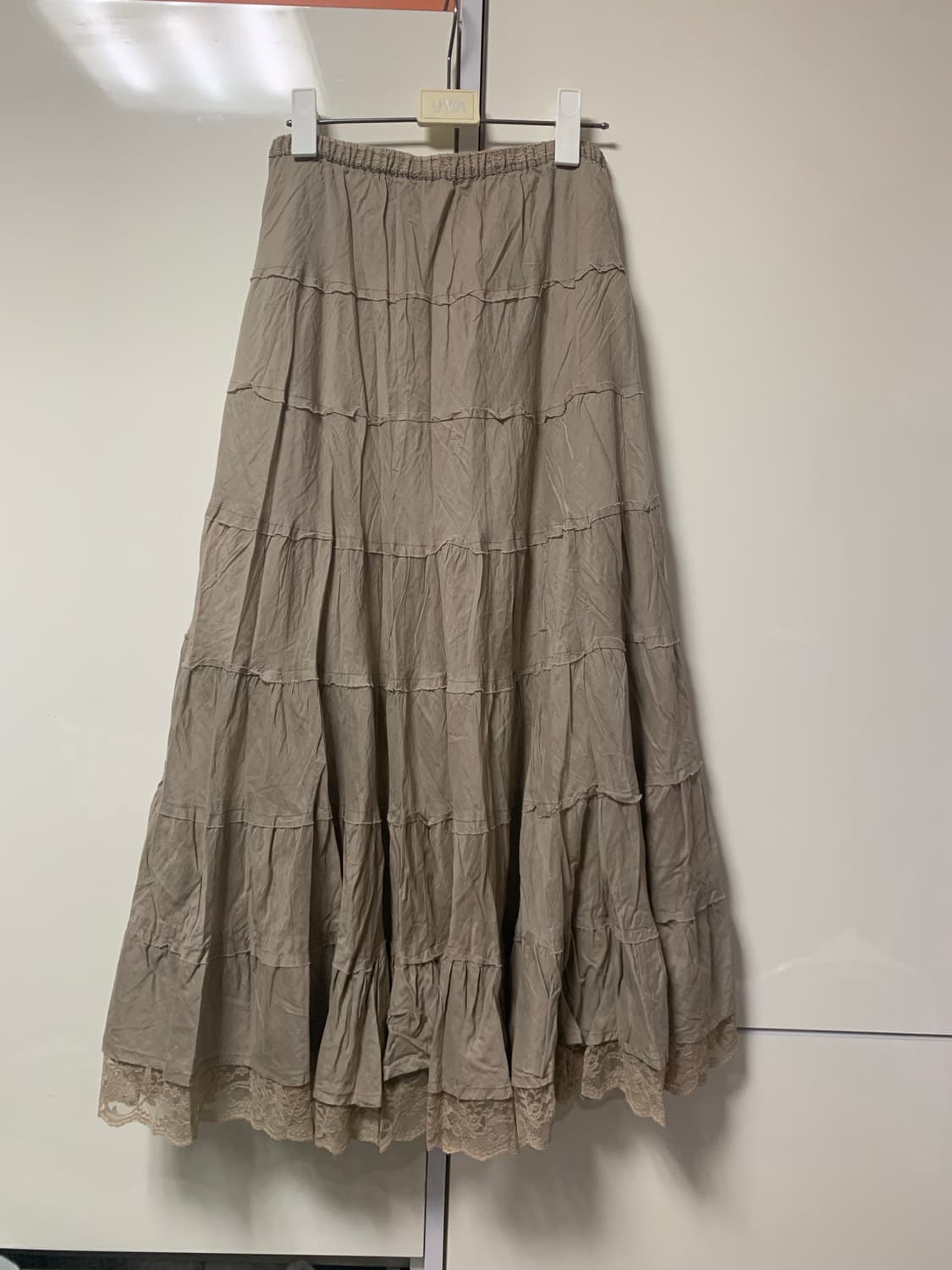 모리걸하구미 일본빈티지 레이스 배색 캉캉 롱스커트 상품이미지2