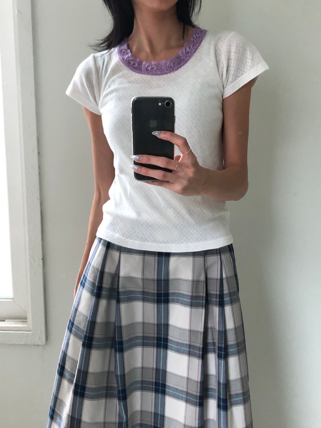 일본빈티지 레이스 숏반팔 상품이미지1