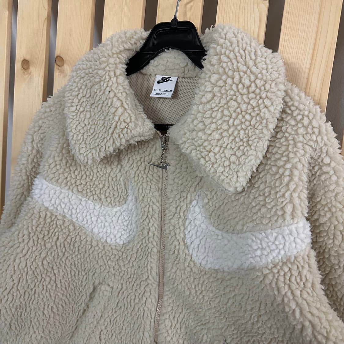 (S) 나이키 더블스우시 베이지 쉐르파 후리스 플리스 자켓 상품이미지3